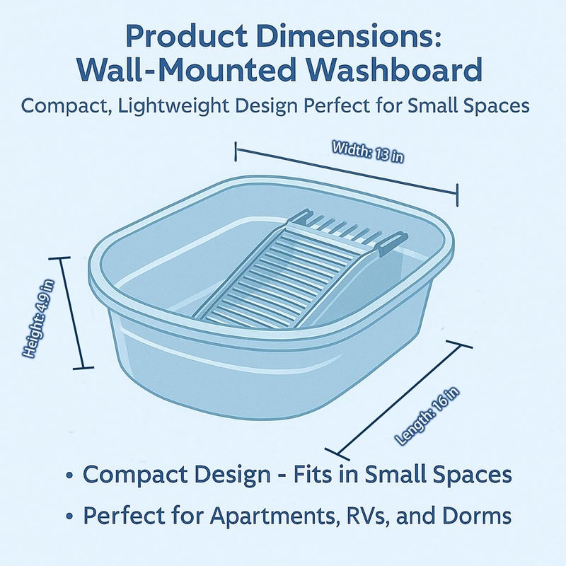 VEMJO Portable Washboard Basin & All-in-One Laundry Basin Set - Heavy-Duty Wash Board for Hand Washing Clothes | Built-in Scrub Surface, washboard hand washing clothes for Camping, RV, Emergency Use - Image 4